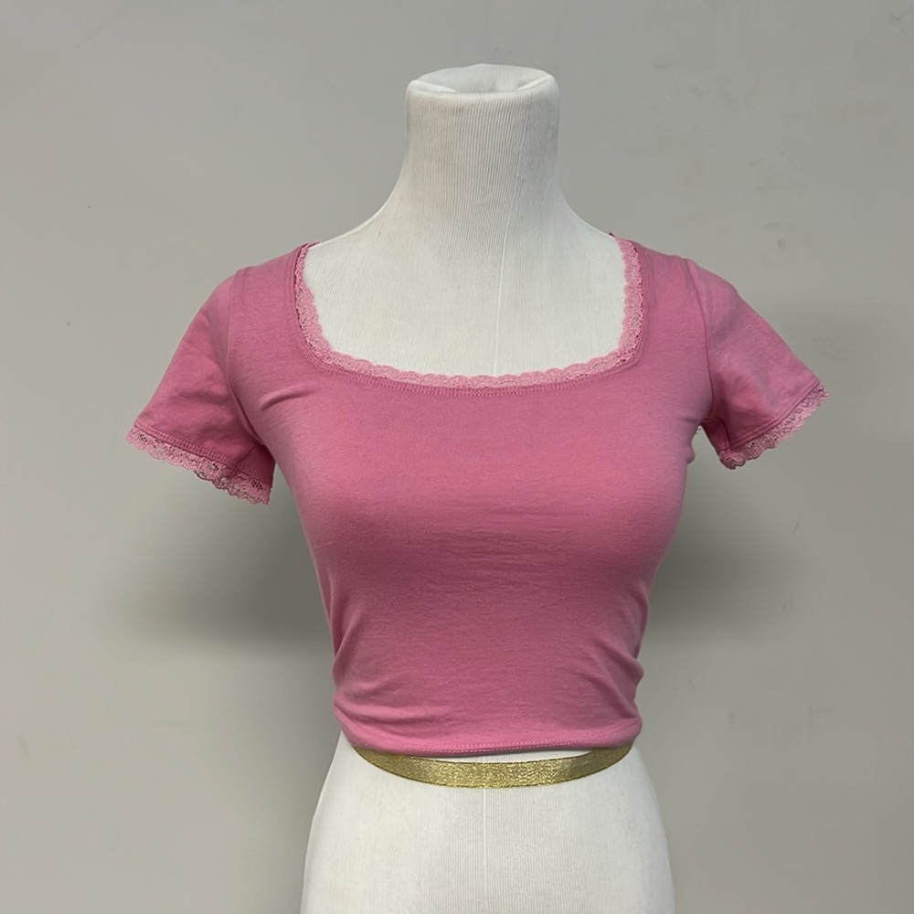 Hollister Pink Fitted Crop T-Shirt